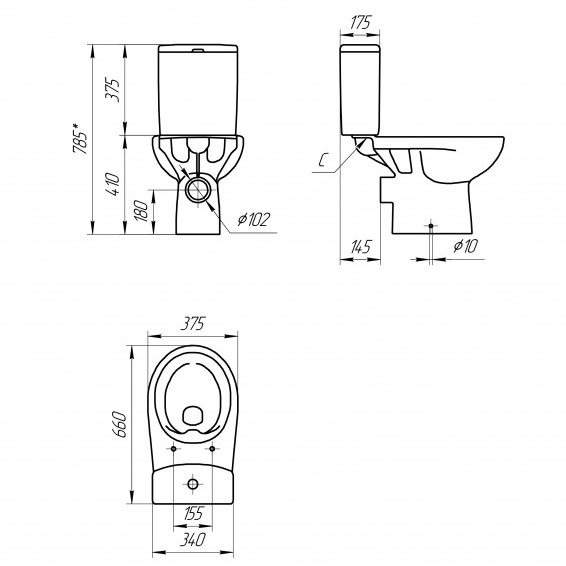 Унитаз-Компакт Nature с сиденьем дюропласт