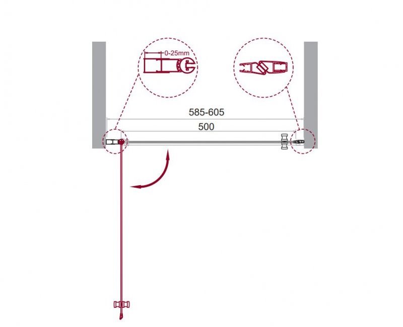 Душевая дверь в нишу ETNA-B-1 60-C-Cr прозрачное стекло