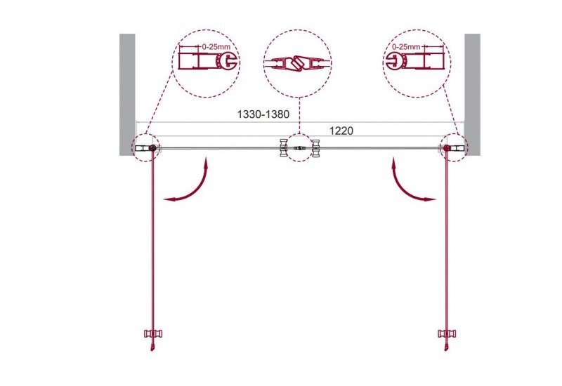 Душевая дверь в нишу ETNA-B-2 140-C-Cr- прозрачное стекло
