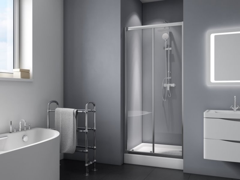 Душевая дверь в нишу DUE-BF-1 100-C-Cr прозрачное стекло