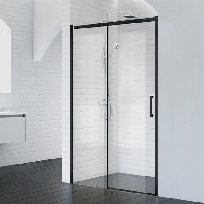 Душевая дверь в нишу ACQUA-BF-1 130-С-Nero прозрачное стекло