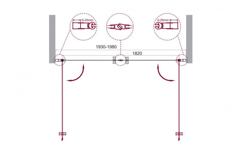 Душевая дверь в нишу ETNA-B-2 200-C-Cr- прозрачное стекло