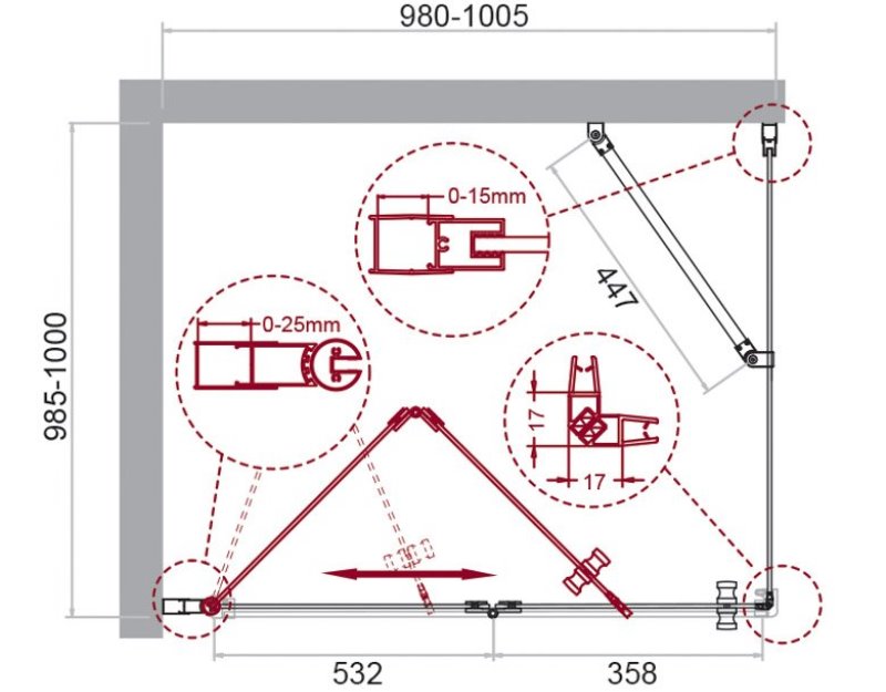 Душевой уголок ALBANO-AS-1 100х100-C-Cr прозрачное стекло