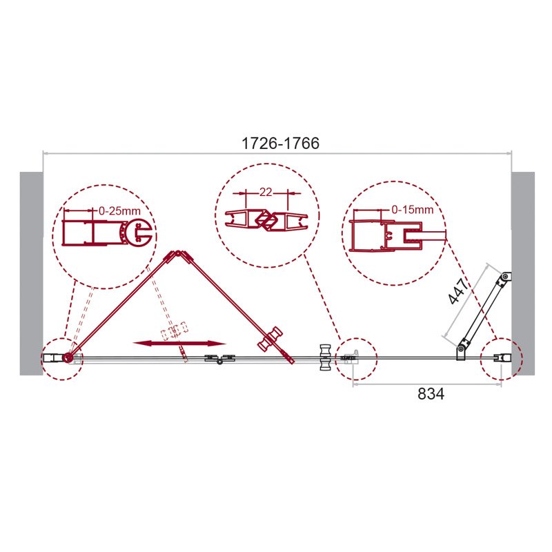 Душевая дверь в нишу ALBANO-BS-13 90+90-C-Cr прозрачное стекло