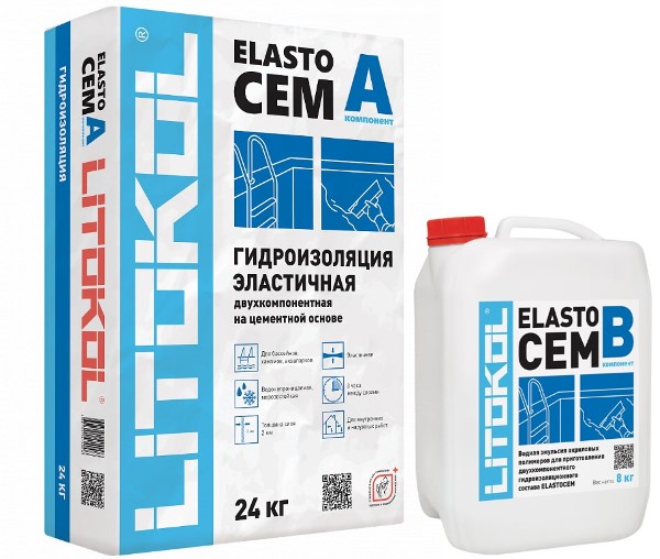 Гидроизоляция двухкомпонентная ELASTOCEM (А + В) 20 кг