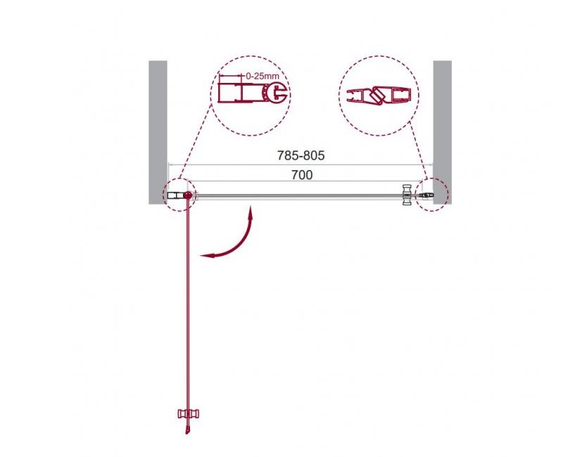 Душевая дверь в нишу ETNA-B-1 80-C-Cr прозрачное стекло