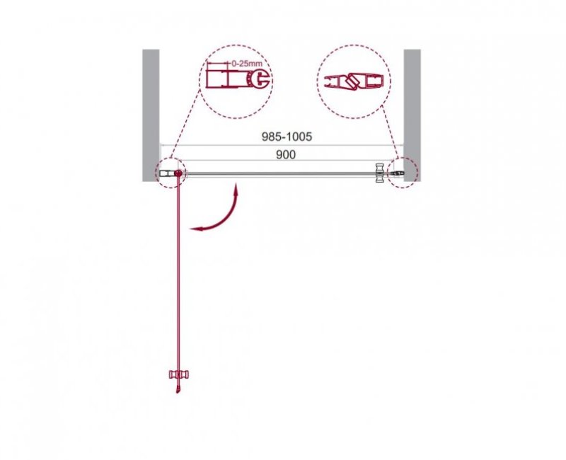 Душевая дверь в нишу ETNA-B-1 100-C-Cr прозрачное стекло