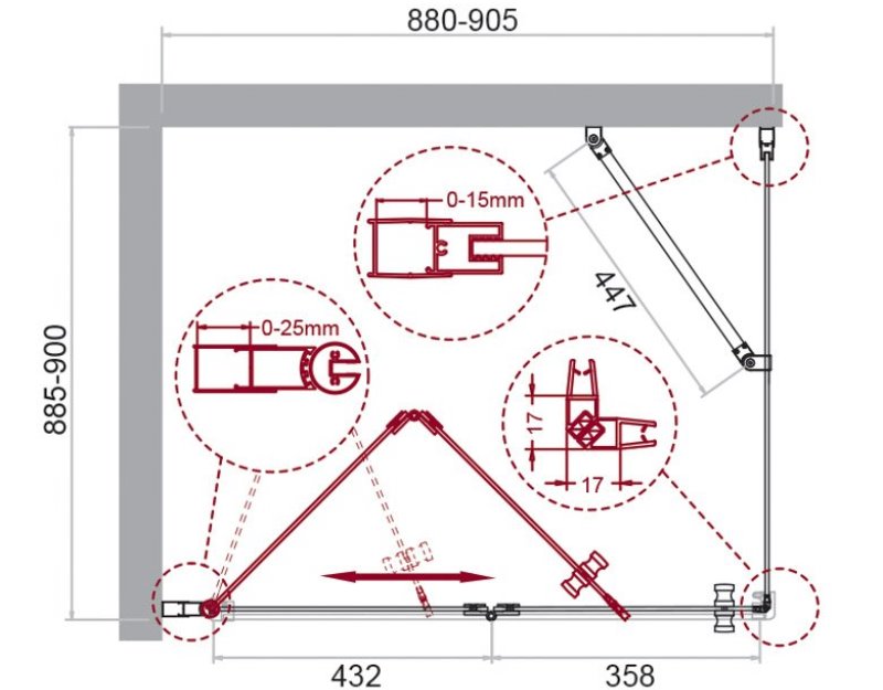 Душевой уголок ALBANO-AS-1 90х90-C-Cr прозрачное стекло