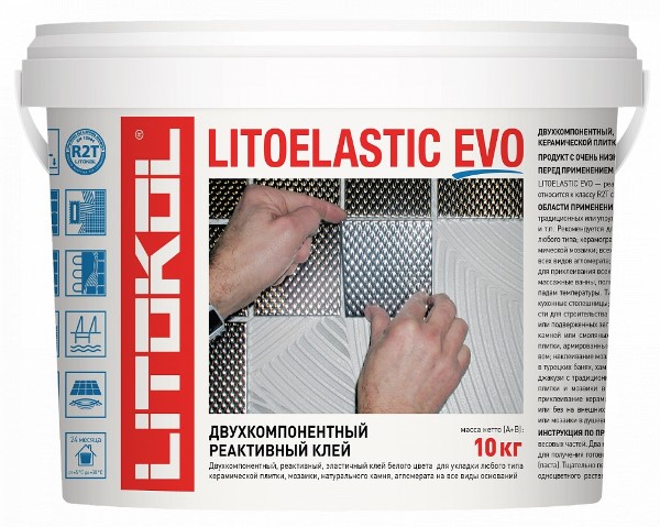 Клей LITOELASTIC EVO (А + В) белый (ведро 9,0 кг ведро 1 кг)