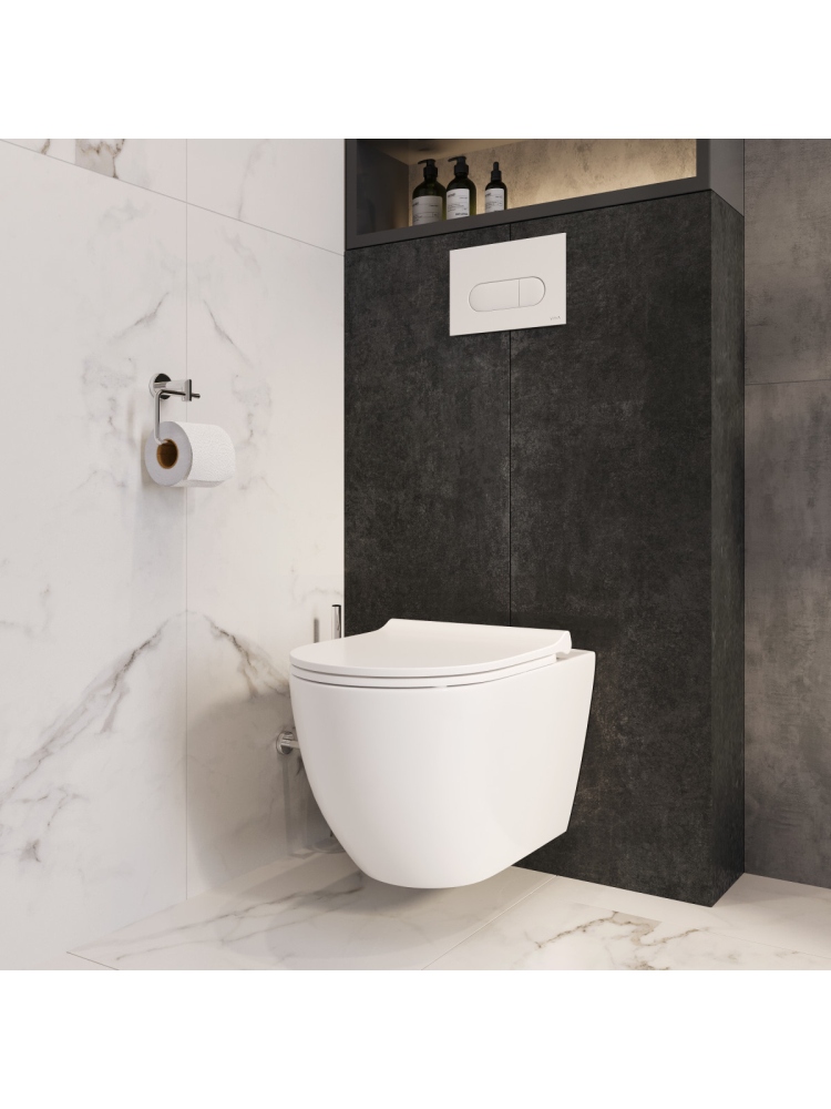 Комплект: L-Box Mia Round SmoothFlush подвесной безободковый унитаз с тонким сиденьем с микролифтом, инсталляцией, без клавиши смыва в Уфе — купить с доставкой | Nova