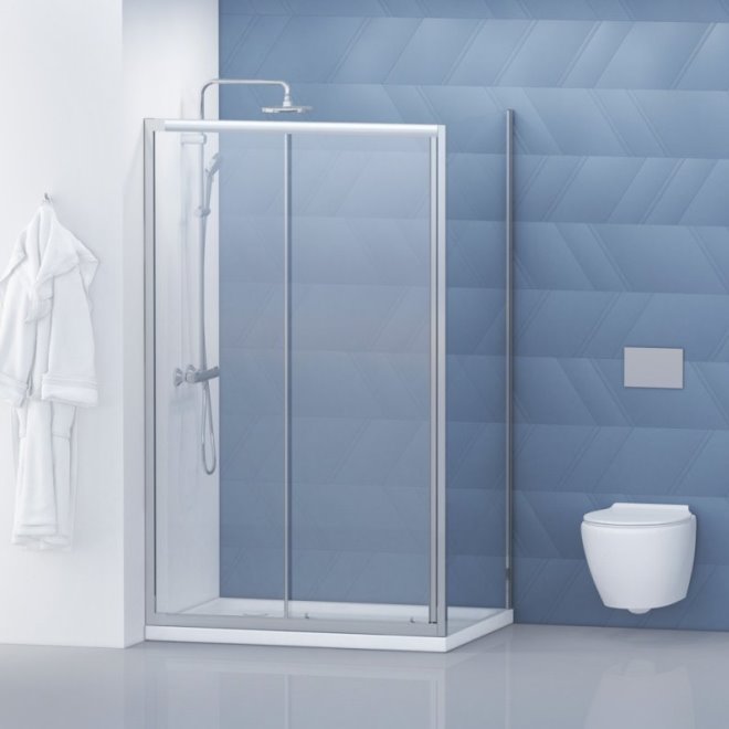Душевой уголок DUE-AH-1 120х90-C-Cr прозрачное стекло
