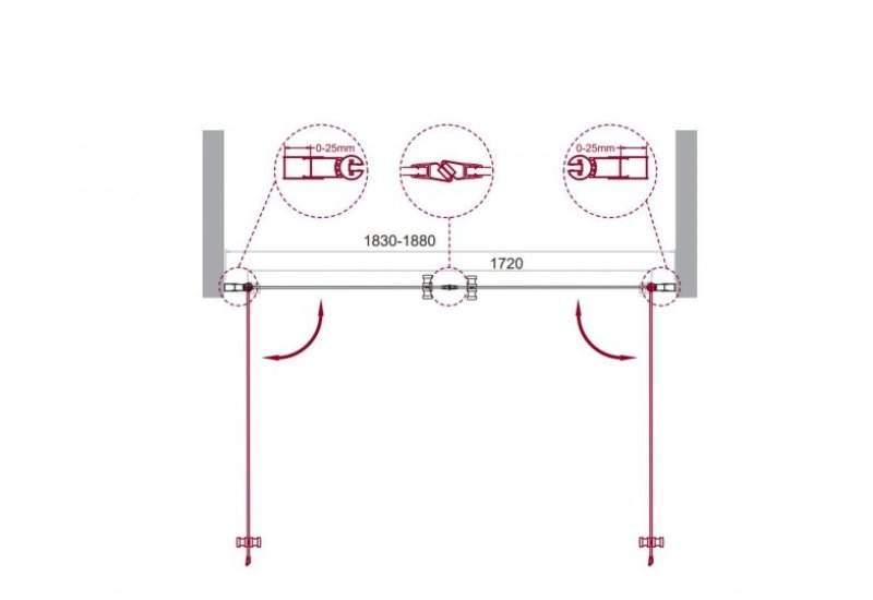 Душевая дверь в нишу ETNA-B-2 190-C-Cr- прозрачное стекло
