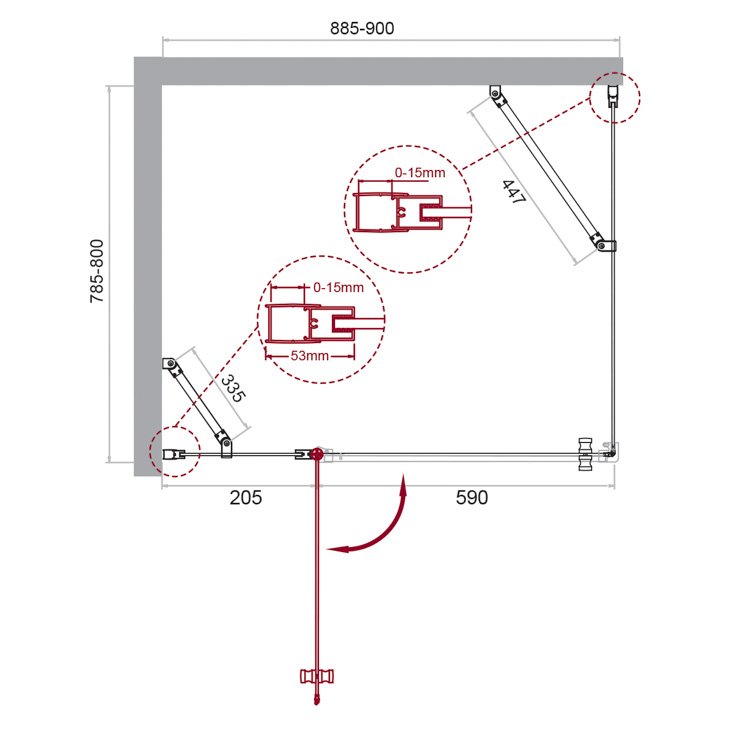 Душевой уголок ETNA-AH-12 90х80-C-Cr прозрачное стекло