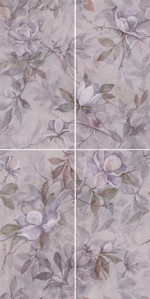 Керамическое панно Магнолия VT/C413/4X/11037R 3 матовый (из 4-ех частей)