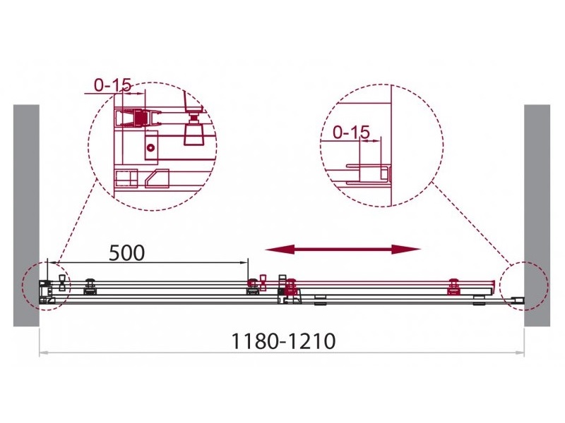 Душевая дверь в нишу ACQUA-BF-1 120-С-Nero прозрачное стекло
