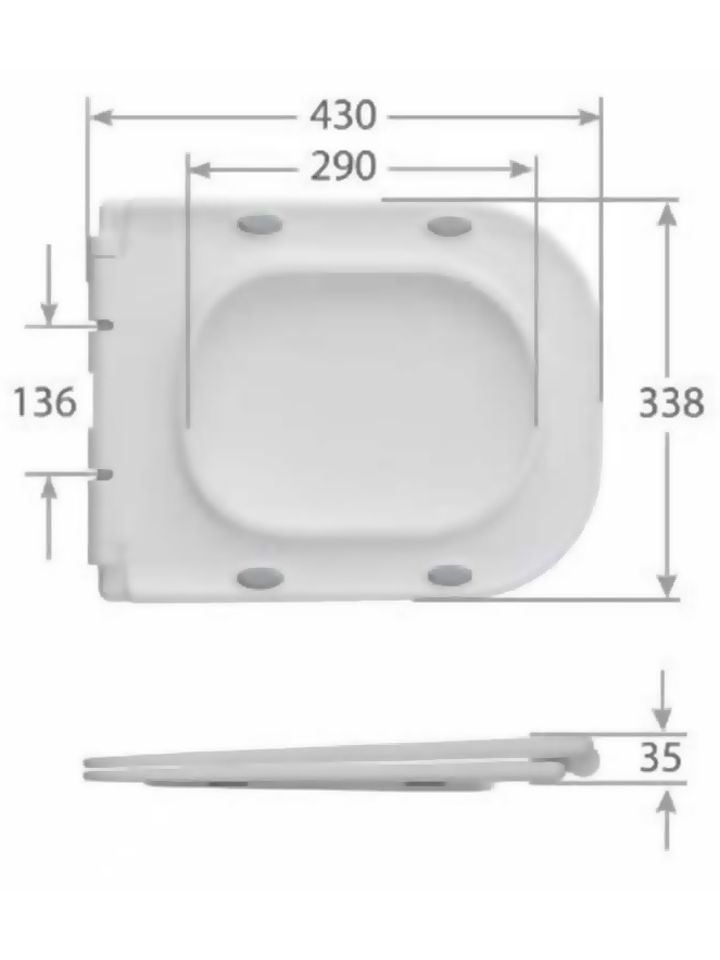 Сидение с крышкой (дюропласт) SQUARE (для AQ4411, AQ4421, AQ4451), SoftClose, QuickRelease, белая в Уфе — купить с доставкой | Nova