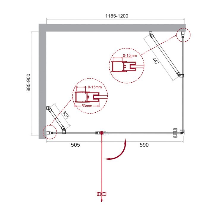 Душевой уголок ETNA-AH-12 120х90-C-Cr прозрачное стекло