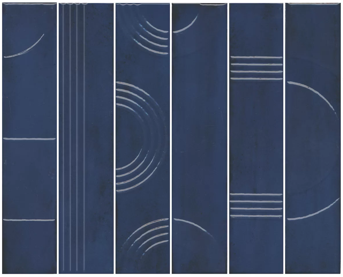 Керамическое панно Kerama Marazzi Мажорель синее тёмное глянцевое (из 6 частей 6х28.5) 36x28.5