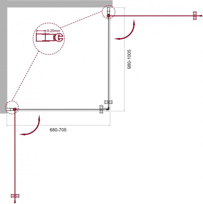 Душевой уголок ETNA-AH-2 70х100-C-Cr прозрачное стекло