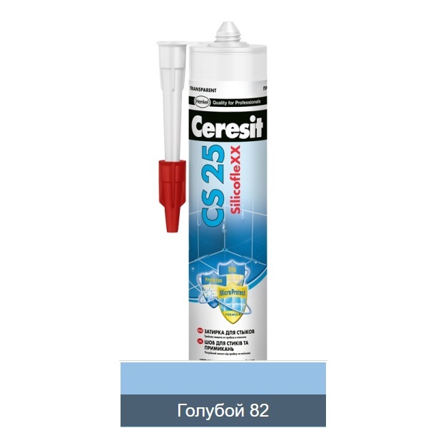 Затирка-герметик Ceresit CS 25 силиконовая Голубой 82 для герметизации угловых швов и стыков 280 мл
