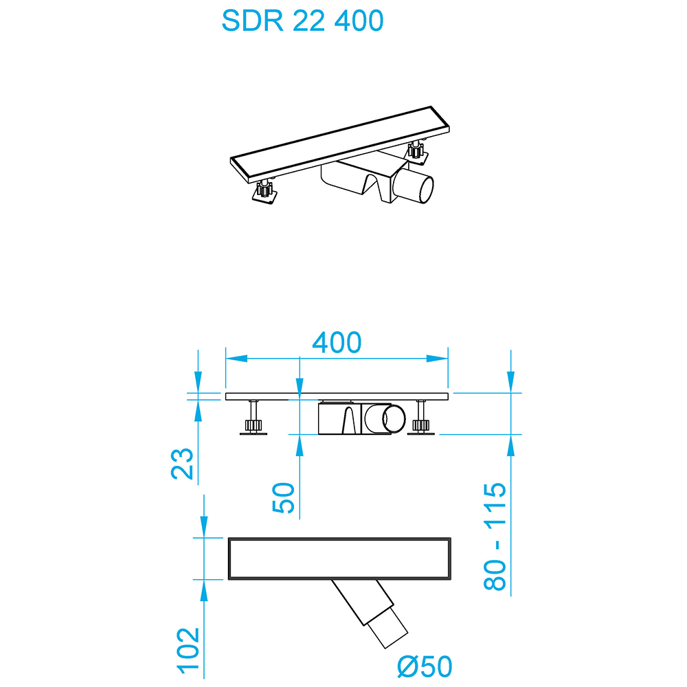 Душевой трап линейный RGW SDR-22B  400 мм