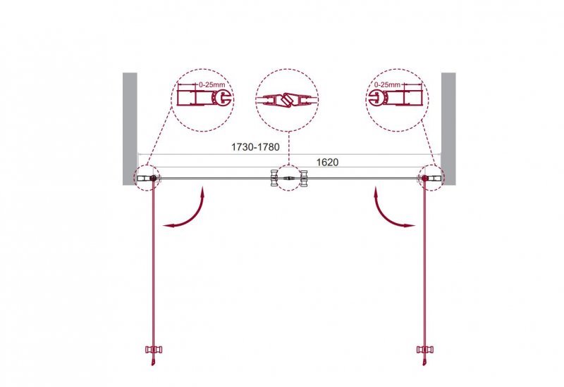 Душевая дверь в нишу ETNA-B-2 180-C-Cr- прозрачное стекло