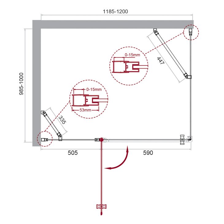 Душевой уголок ETNA-AH-12 120х100-C-Cr прозрачное стекло