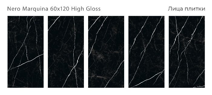 Керамический гранит Nero Marquina High Gloss 60x120