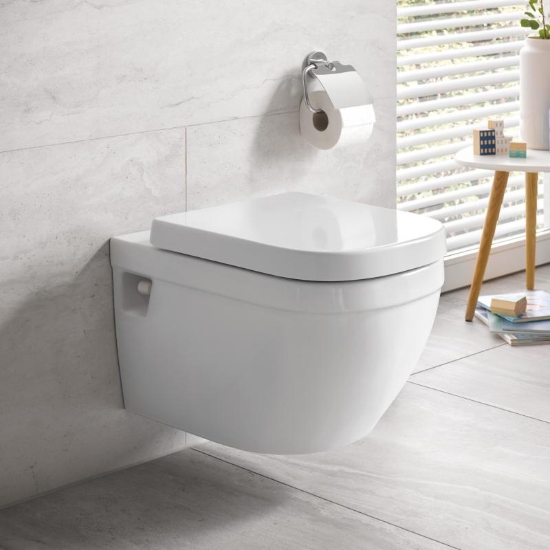 Euro Ceramic Унитаз подвесной безободковый, каскадный смыв, вид крепеж, альпин-белый в Уфе — купить с доставкой | Nova