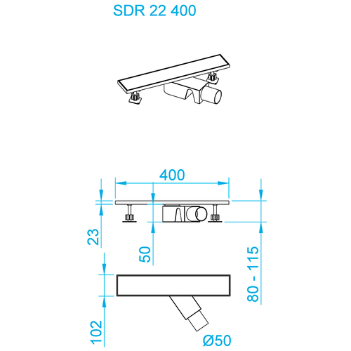 Душевой трап линейный RGW SDR-22  400 мм