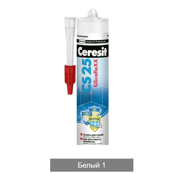 Затирка-герметик Ceresit CS 25 силиконовая Белый 01 для герметизации угловых швов и стыков 280 мл