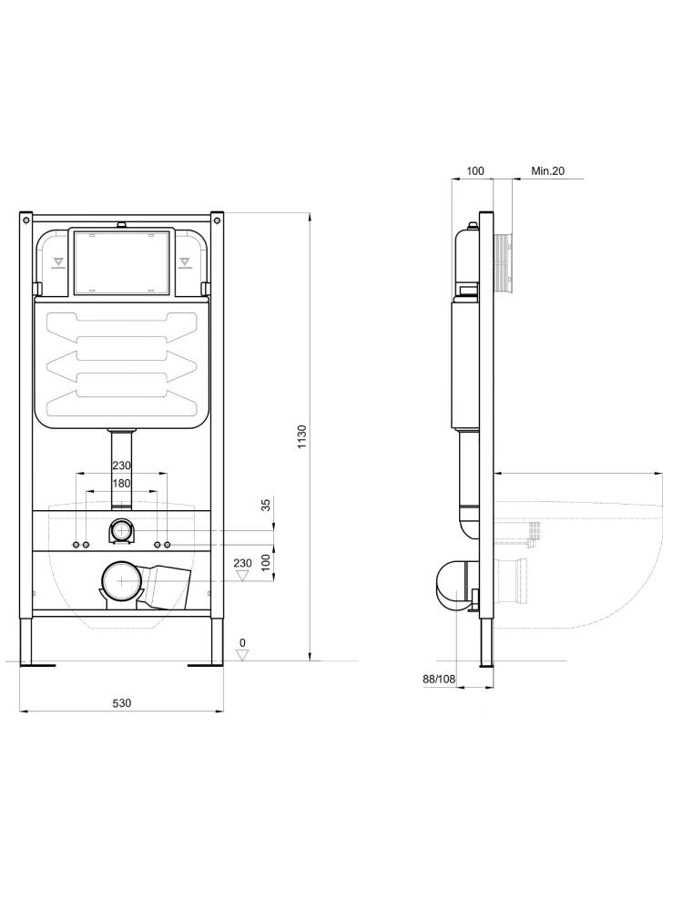 Aquatek Pneumo S50 Монтаж рама пневматическая для подв унитаза1130*530*100+звукоизоляцион прокладка в Уфе — купить с доставкой | Nova
