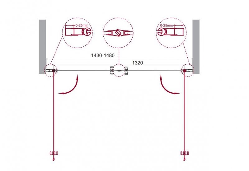 Душевая дверь в нишу ETNA-B-2 150-C-Cr- прозрачное стекло