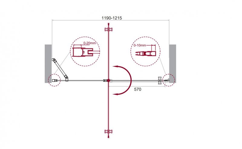 Душевая дверь в нишу ETNA-B-12 60/60-C-Cr-90 прозрачное стекло