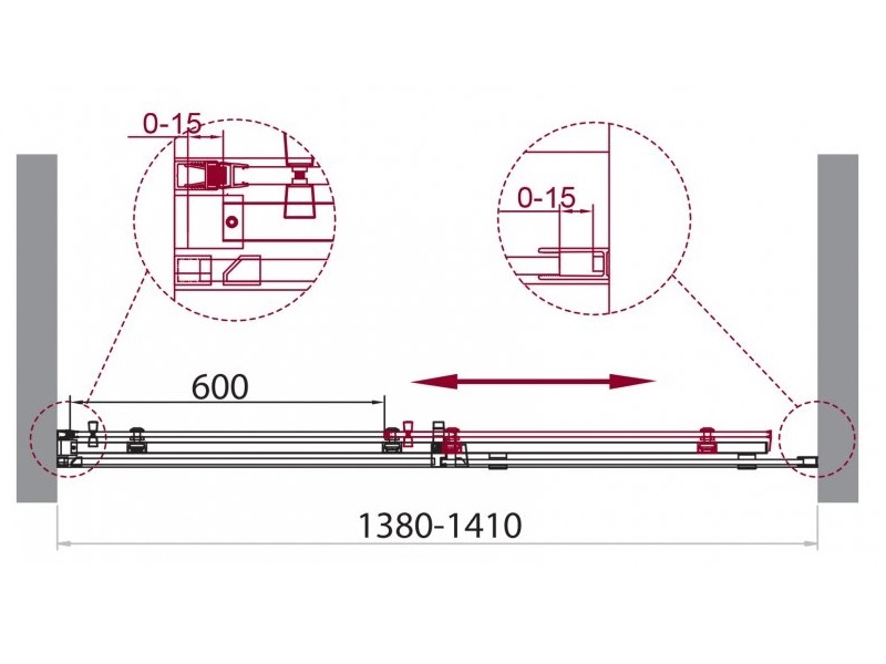 Душевая дверь в нишу ACQUA-BF-1 140-C-Cr прозрачное стекло