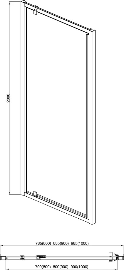 Душевая дверь, распашная 900x2000 профиль черный, стекло прозрачное в Уфе — купить с доставкой | Nova