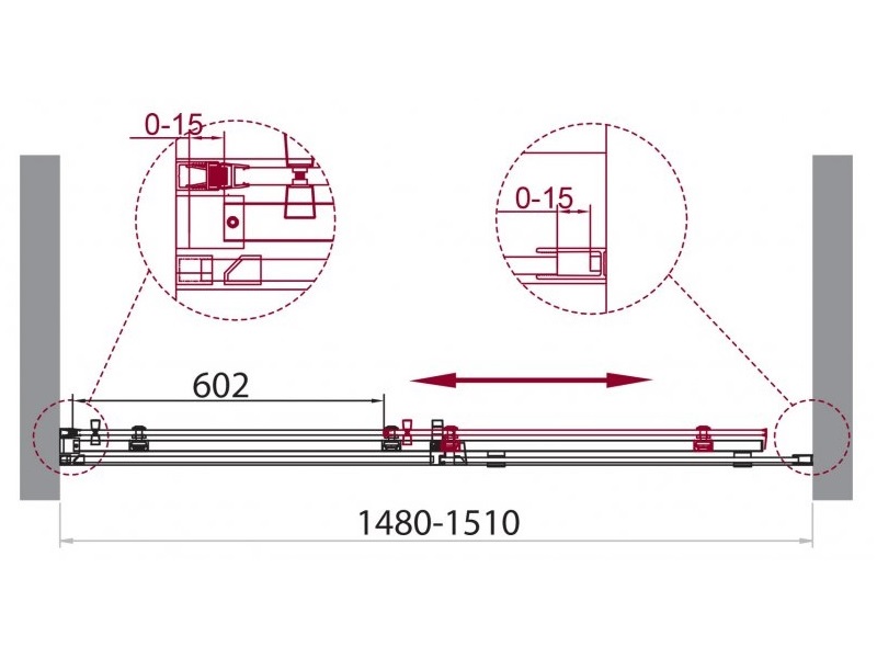 Душевая дверь в нишу ACQUA-BF-1 150-C-Cr прозрачное стекло