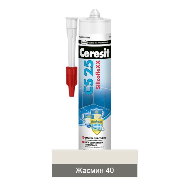 Затирка-герметик Ceresit CS 25 силиконовая Жасмин 40 для герметизации угловых швов и стыков 280 мл