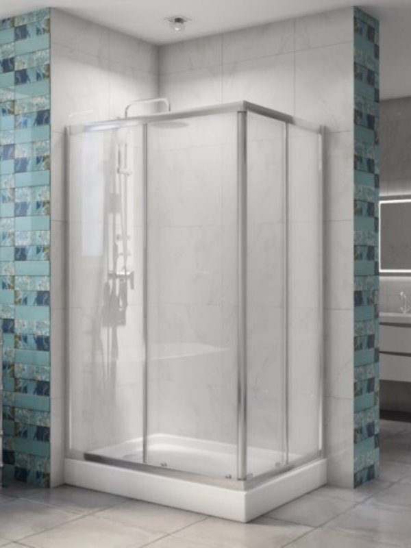 Душевой уголок DUE-AH-2 100х80-C-Cr прозрачное стекло