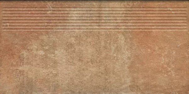 Клинкерная ступень Scandiano Rosso Klinkier простая структурная (без капиноса, с насечками) 30х60