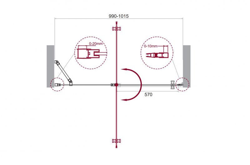 Душевая дверь в нишу ETNA-B-12 60/40-C-Cr-90 прозрачное стекло