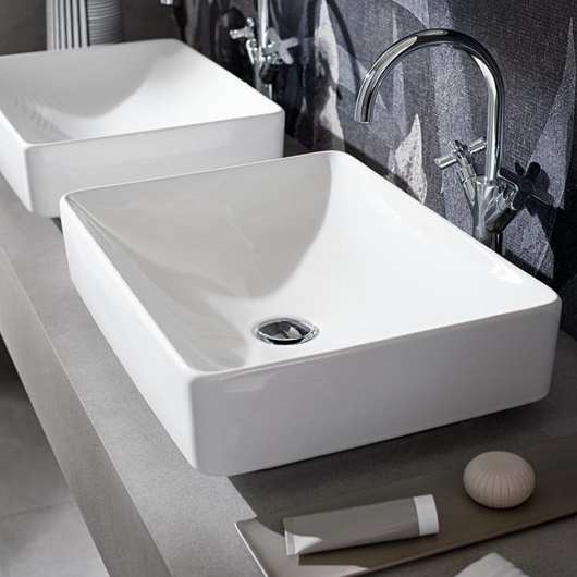 Geberit VariForm Раковина с установкой на столешницу прямоугольной формы, 55х40 см, без отв. под смеситель, без отв. перелива в Уфе — купить с доставкой | Nova
