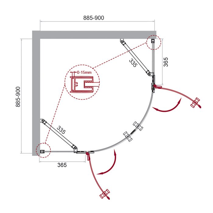Душевой уголок KRAFT-R-2 90х90-C-Cr прозрачное стекло
