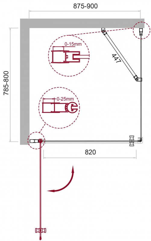 Душевой уголок ETNA-AH-1 90х80-C-Cr прозрачное стекло