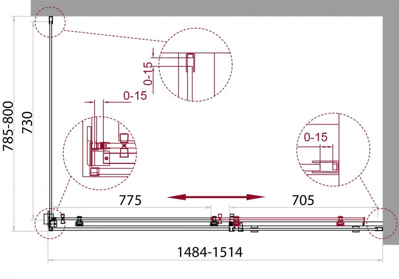 Душевой уголок ACQUA –AH-1 150х80-C-Cr