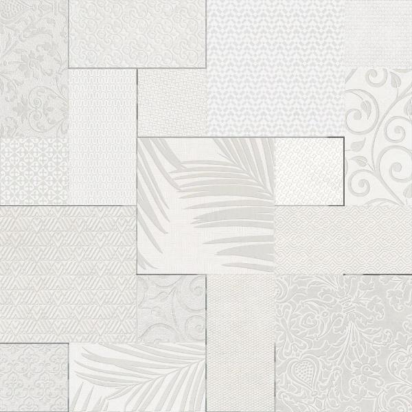 Керамическое панно Kerama Marazzi Тассо HGD\A572\17X\11037R белый матовый обрезной 60х60 (из 17 частей разного размера-10×10, 10×20 и 20×20 см)