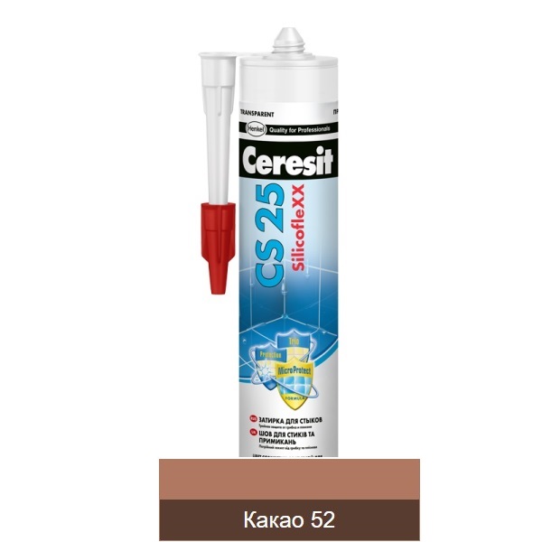 Затирка-герметик Ceresit CS 25 силиконовая Какао 52 для герметизации угловых швов и стыков 280 мл