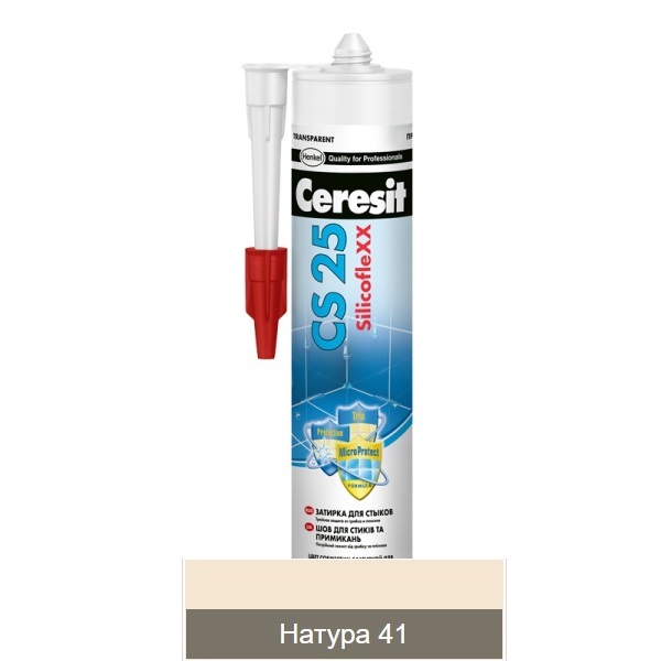Затирка-герметик Ceresit CS 25 силиконовая Натура 41 для герметизации угловых швов и стыков 280 мл
