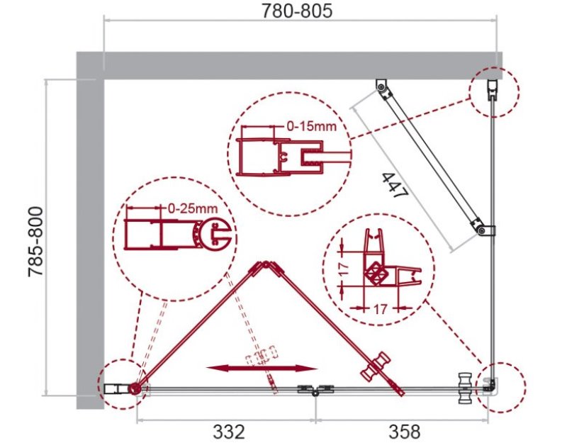 Душевой уголок ALBANO-AS-1 80х80-C-Cr прозрачное стекло