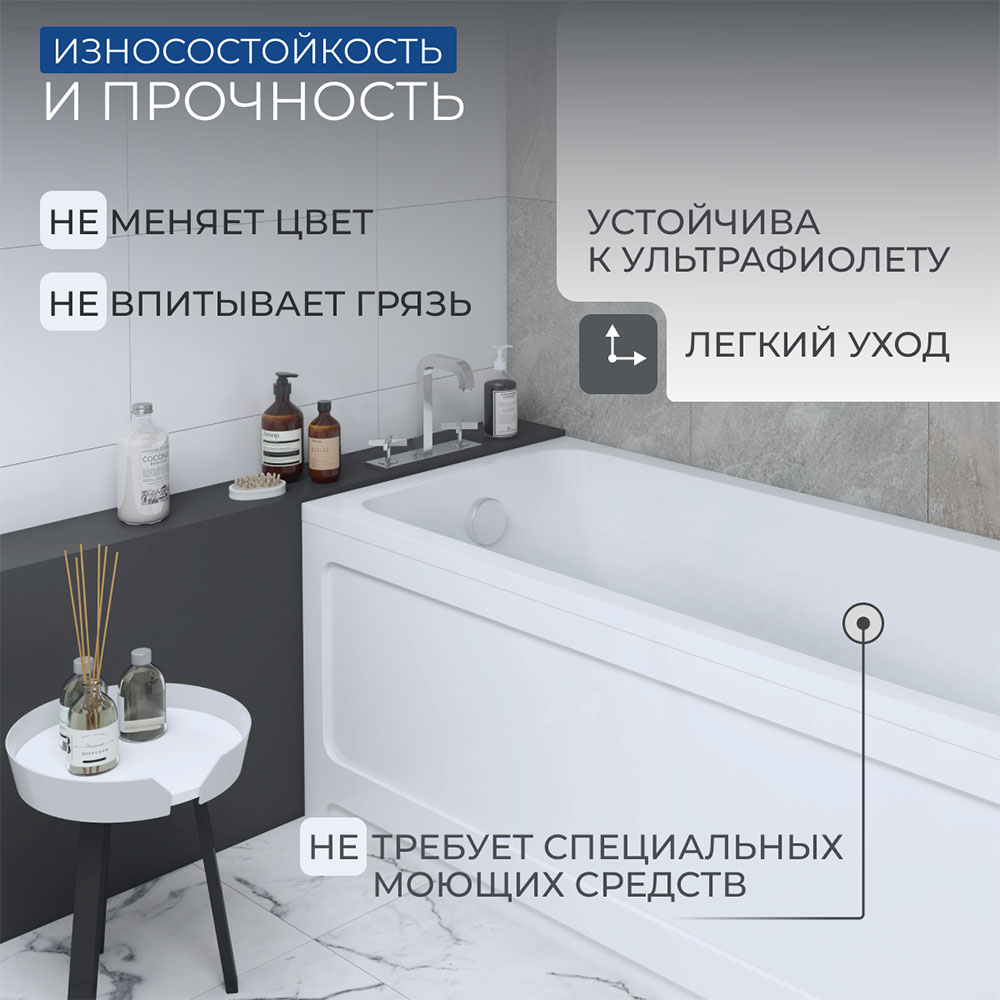 Ванна Мия прямоугольная 180*80см (только для шпилек и ножек) ПРОДАЕМ ДО ОКОНЧАНИЯ СКЛАДСКИХ ЗАПАСОВ в Уфе — купить с доставкой | Nova